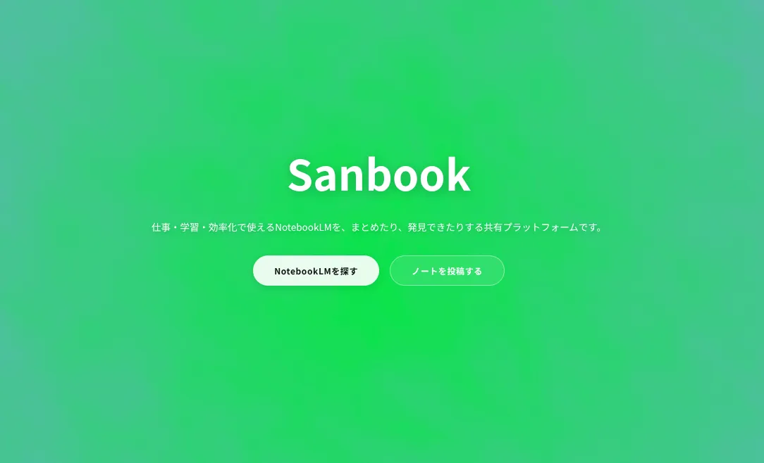 Sanbookトップページの全体イメージ