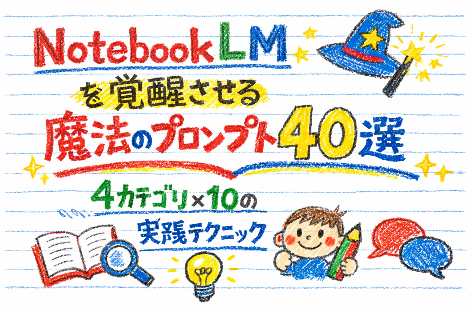 NotebookLMを覚醒させる魔法のプロンプト40選
4カテゴリ×10の実践テクニック